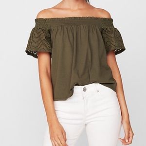 Baby blue off the shoulder top